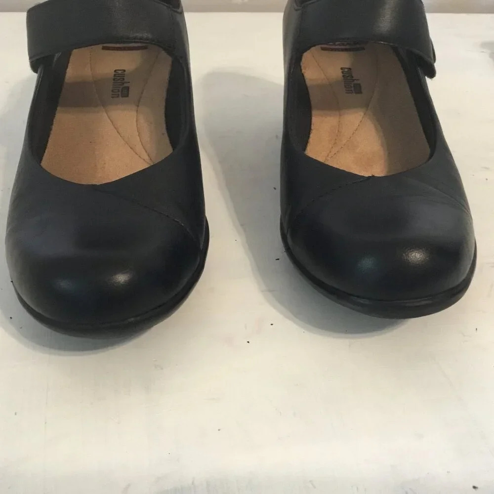 Clarks Hope Henley Black Leather Mary Jane 7.5 M Comfort Shoes Academia Work - Picture 9 of 14
